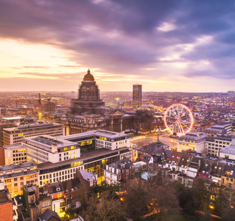 Brussels, Belgium Cityscape Brussels, Belgium cityscape at Palais de Justice during dusk.